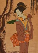 20th Century Chinese School, oils on canvas, Two canvases depicting Geisha ladies in naturalistic