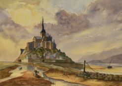 J.O Swinn (20th Century, British), watercolour, The Mont Saint Michel, signed and dated '97 to the