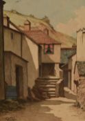 Cyril Guy (1893-1969, British), watercolour, A Cornish street scene, signed to the lower right,
