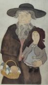 After Xtian Newswanger (1927-1995, American), coloured print, An Amish man and girl, signed to the