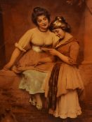 19th/20th Century School, a group of five crystoleum prints depicting various scenes with women, all