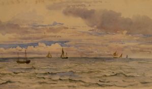 Frederick Nash RWS (1782-1856, British), watercolour, 'Fishing Boats Off Brighton', maritime