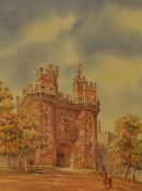 *Local Interest - After Mario Ottonello (1929-2012, Italian), coloured print, Lancaster Castle,