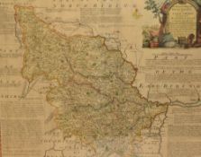 After Emanuel Bowen (1694-1767, British), a hand coloured map illustrating the 'West Riding of