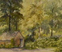J.C. Preston (20th Century), watercolours, Two illustrations - 'Woods at Alston Hall' and 'July -