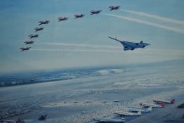 After David J. Lawrence (20th Century), coloured print, 'Salute to Concorde', signed in pencil to