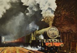 Chris Holland GRA (b.1946, British), oil on canvas, The King's Regiment 46132 steam locomotive, of