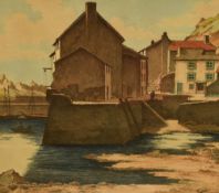 Cyril Guy (1893-1969, British), watercolour, A Cornish harbour scene possibly Polperro, signed to