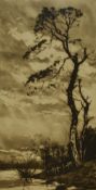 Willie Rawson (1865-1949, British), etching, 'Eventide', signed to the lower right, framed, mounted,