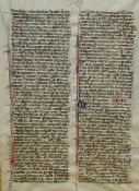 Three framed and mounted bible extracts on vellum, one with provenance attributed to the
