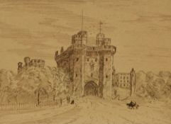*Local Interest - 20th Century British School, pen and ink, 'Lancaster Castle', signed 'Wood...'