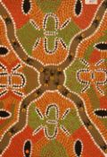20th Century Australian School, oil on canvas, Two aboriginal paintings depicting dot work ants