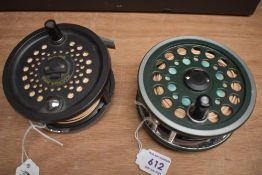 Two fly reels a Leeda Magnum 200D disc drag and a 4 1/4 inch Shakespeare beaulite both very clean