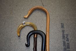 Three shepherds crooks made from varying materials