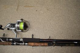 Three 2pc Spinning rods including an Abu carbon specimen 11ft and a Greys x flite 12ft 2.5lb and