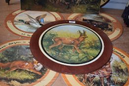 7 german shooting targets 2 made of wood and 5 of card and a german shooting print