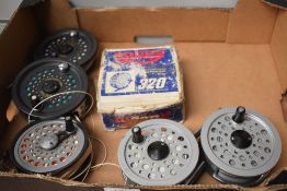 Five fly reels including 2 x beaulite by shakespeare, Intrepid gear fly king size a Leeda Magnum