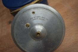 A vintage Hardy fly reel called 'THE UNIQUA' duplicated mk 2 size 3 & 3/4' with a brass foot to