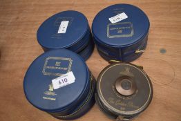 A Salmon fly reel by Hardy called 'The Golden Prince' size 3 & 3/4' #9/10 with 2 spare spools loaded