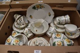 A pretty Duchesse 'Gold Rose' part tea service (21 pieces) and a similar part tea service in white
