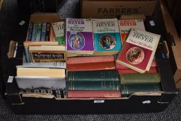 A carton of assorted novels including Charles Dickens-Barnaby Rudge, and Christmas Books, and a