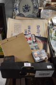 A carton of assorted ephemera including 1937 Coronation guides, a photograph album containing a