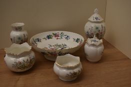 A large Aynsley 'Pembroke' footed bowl and four items of Aynsley 'Wild Tudor' including a lidded