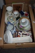 A Mason's 'Mandalay' cheese dish, a Staffordshire blue willow pattern creamer, a Wedgwood 'Wild
