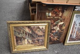 After Frank Moss Bennett (1874-1952, British), coloured print, 'The Departure', framed, measuring