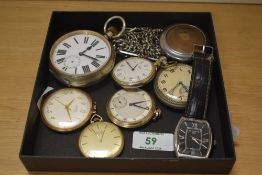 An assortment of pocket watches including a large unnamed example, Oris, Moeris and Limit, sold