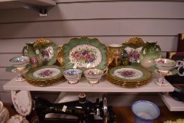 A selection of early 20th Century Aynsley tableware, hand painted with a foliate design within a