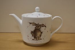 A Royal Worcester Wrendale Design by Hannah Dale teapot and cover, decorated with a stylised scruffy