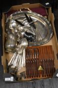 An assorted collection of silver plated ware, to include flatware