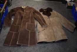 Three ladies sheepskin coats including a ladies dark brown double breasted sheepskin coat size 46'