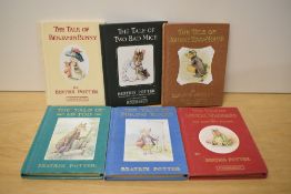 Six Beatrix Potter books having gilt edges including Samuel Whiskers, Johnny Town Mouse etc.
