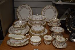 A selection mid-20th Century Royal Albert Dimity Rose patterned tableware, to include lidded tureen,