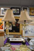 A pair of vintage crystal drop French style table lamps.