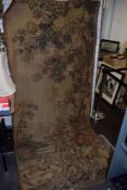A large 19th Century tapestry wall hanging, depicting exotic birds within a naturalistic setting,