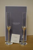 A pair of boxed Vera Wang for Wedgwood silver plate and glass 'Love Always' toasting flutes, with