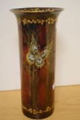 A Fielding's Crown Devon 'Sylvan Lustrine' butterfly lustre vase, of flared cylindrical form,