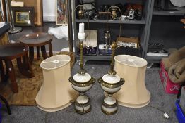 A pair of large and impressive 20th Century table lamps in the manner of Louis XVI, of urn form with