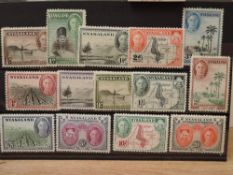 NYASALAND 1945 GVI DEFINITIVES SET OF 14 UNMOUNTED MINT Card with the 14 values to 20/- from 1945.