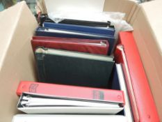 10+ x EMPTY STAMP ALBUMS, ALL WITH PLENTY OF LEAVES, AND BUNDLE OF LOOSE LEAVES Box with just over