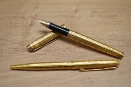 A Parker 75 Vendome Prince de Galle aerometric fill fountain pen and ballpoint pen set in rolled