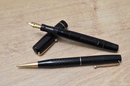 A Mabie Todd & Co Swan SM205/60 Self Filler lever fill fountain pen and propelling pencil set