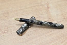 A Mabie Todd & Co Swan 5145 self Filler lever fill fountain pen in grey black marble having Swan 1
