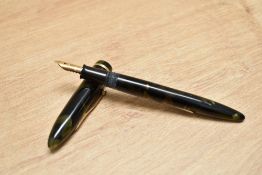A Sheaffer Lifetime Balance 3-25 Slender lever fill fountain pen in marine green with white spot and