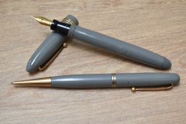 A Mabie Todd & Co Swan 4230 Leverless twist fill fountain pen and Fyne Poynt propelling pencil set
