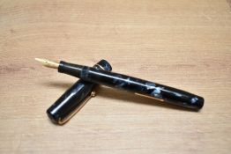 A Mabie Todd & Co Swan 5142 self Filler lever fill fountain pen in blue marble having Swan 1 14Ct