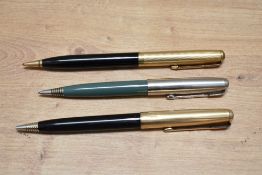 Three Parker 51 propelling pencils, two with rolled gold caps